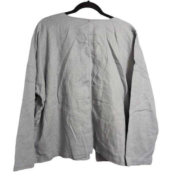 Eileen Fisher Dawn (Blue) Heavy Organic Linen Open Front Jacket Pockets Size XL - Picture 3 of 8
